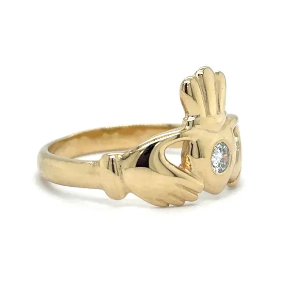 Estate Gold Diamond Claddagh Ring