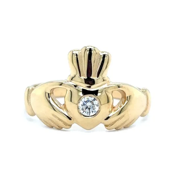 Estate Gold Diamond Claddagh Ring