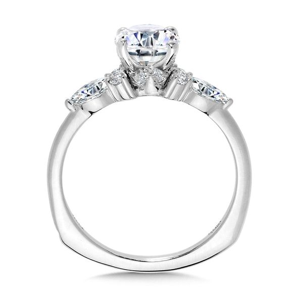 Oval-Cut Diamond & Marquise-Accented Engagement Ring w/ Chevron Collar Image 2 Georgetown Jewelers Wood Dale, IL
