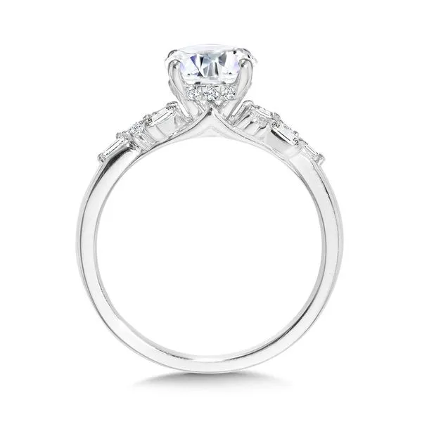 Abstract Baguette and Round Diamond Hidden Halo Engagement Ring Image 2 Georgetown Jewelers Wood Dale, IL