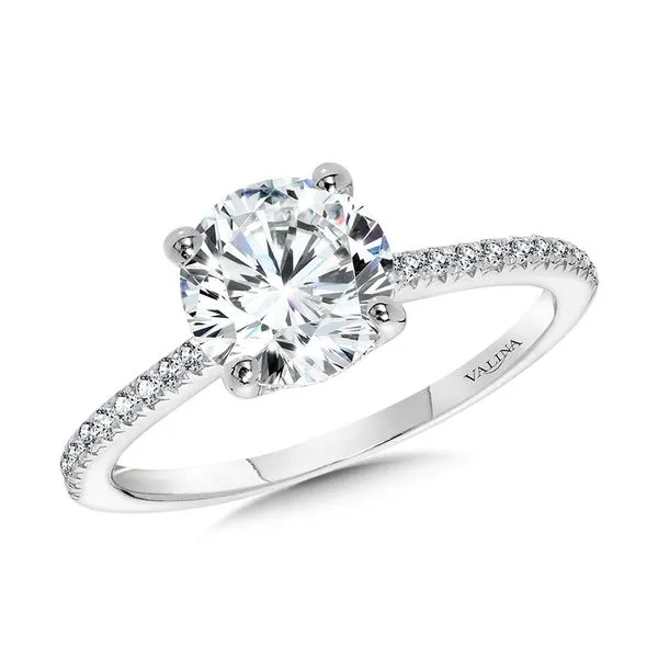 Hidden Halo Diamond Engagement Ring w/ Cathedral Shoulders