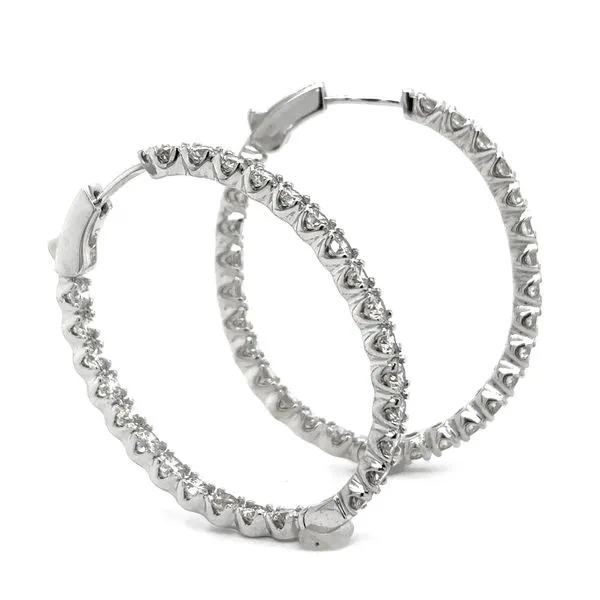 14K White Gold Diamond Inside/Out Hoop Earrings