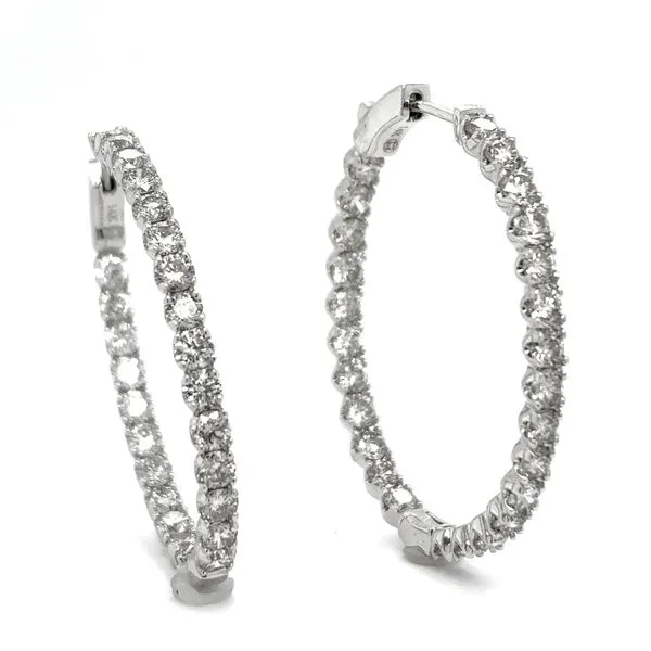 14K White Gold Diamond Inside/Out Hoop Earrings