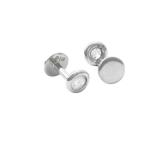 Bezel Diamond Flat Back Screw Threaded Stud Earrings Georgetown Jewelers Wood Dale, IL