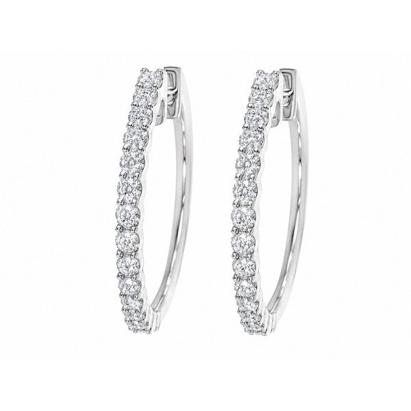 18K White Gold Diamond Hoop Earrings Georgetown Jewelers Wood Dale, IL