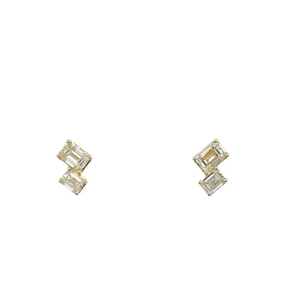 14K Yellow Gold Emerald Cut Diamond Stud Earrings Image 2 Georgetown Jewelers Wood Dale, IL