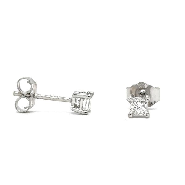 Estate 10K White Gold Princess Cut Stud Earrings Georgetown Jewelers Wood Dale, IL