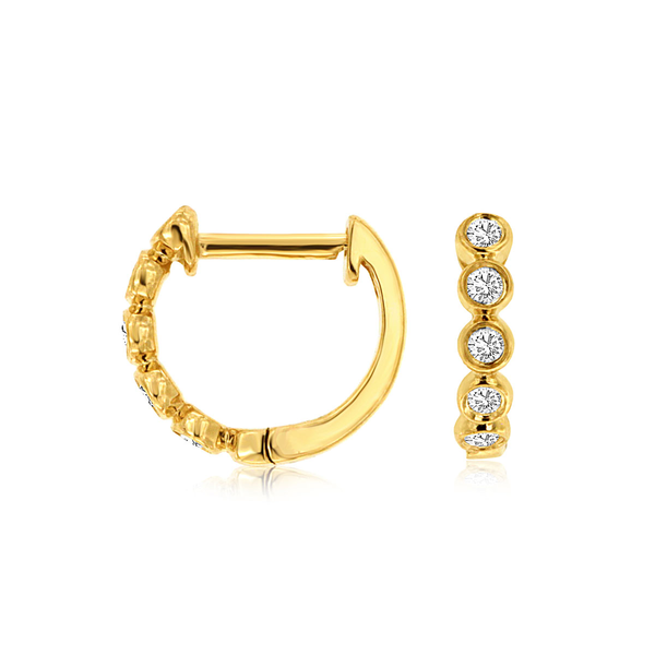 14K Yellow Gold Diamond Huggie Hoop Earrings Georgetown Jewelers Wood Dale, IL