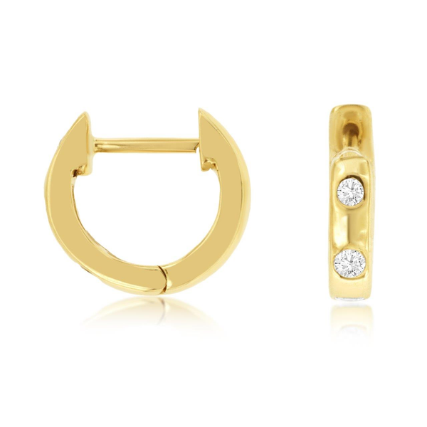 14K Yellow Gold Diamond Huggie Hoop Earrings Georgetown Jewelers Wood Dale, IL