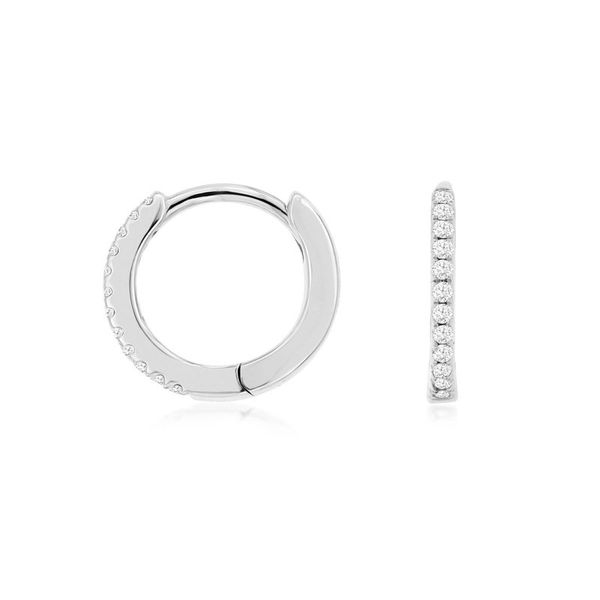 14K White Gold Diamond Hoop Earrings Georgetown Jewelers Wood Dale, IL