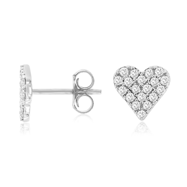 14K White Gold Diamond Heart Earrings Georgetown Jewelers Wood Dale, IL