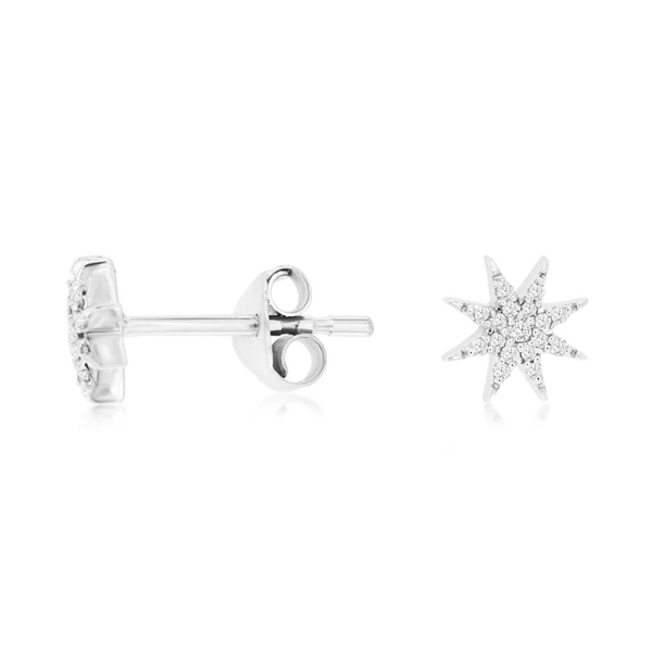 14K White Gold Diamond Starburst Earrings Georgetown Jewelers Wood Dale, IL
