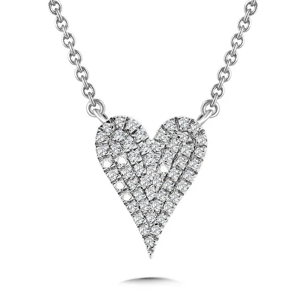 14K White Gold Diamond Pave Heart Necklace Georgetown Jewelers Wood Dale, IL