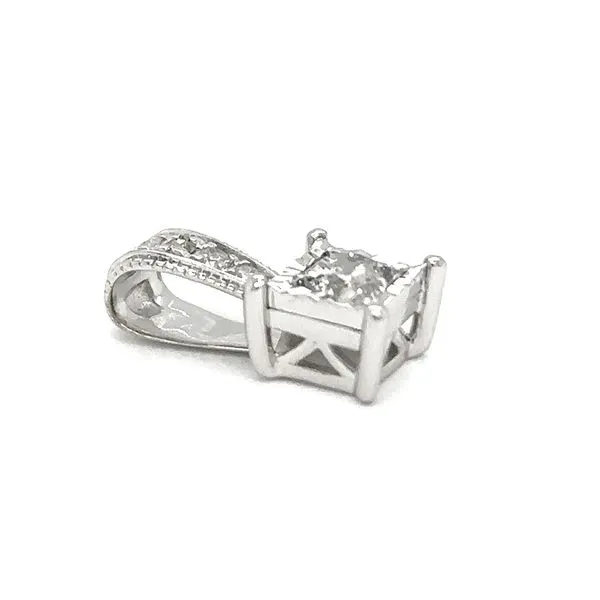 Estate 10K White Gold Diamond Pendant