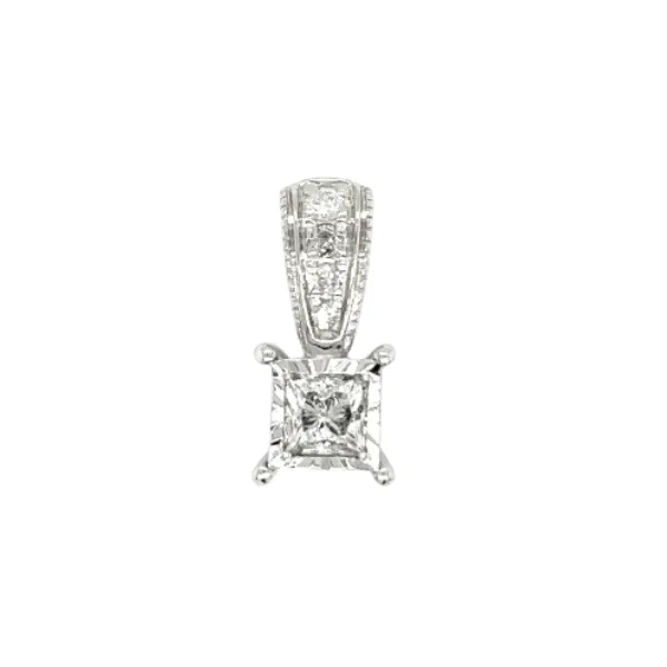 Estate 10K White Gold Diamond Pendant