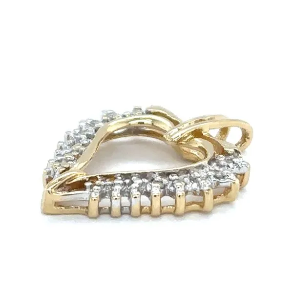 Estate 14K Yellow Gold Diamond Heart Pendant