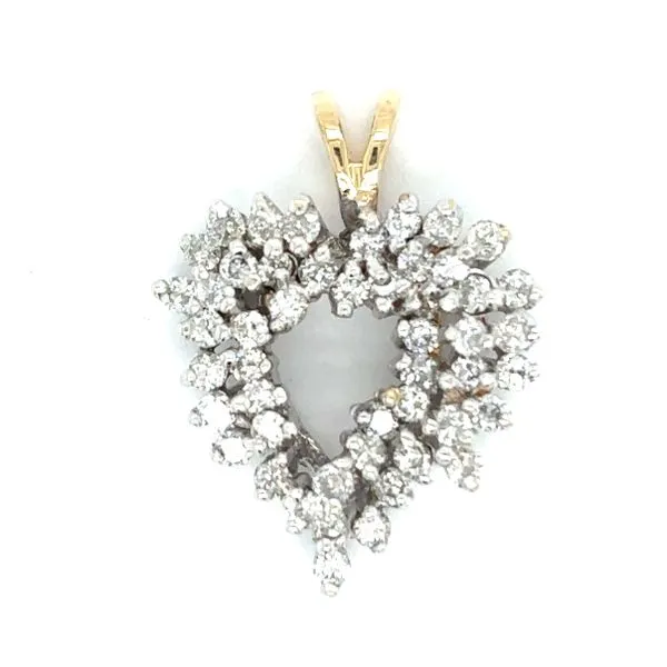 Estate 14K Two Tone Gold Diamond Heart Pendant
