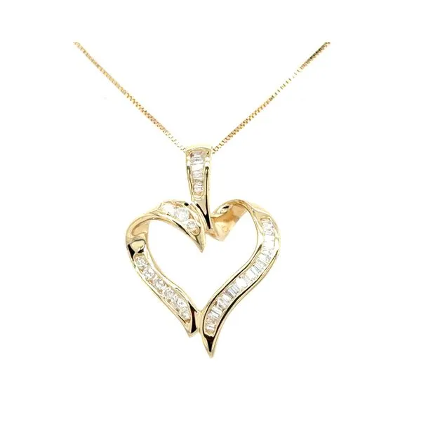 Estate Gold Open Heart & Diamond Pendant Georgetown Jewelers Wood Dale, IL