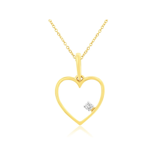 14K Yellow Gold Diamond Heart Pendant Georgetown Jewelers Wood Dale, IL