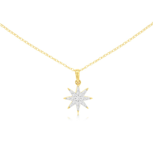 14K Yellow Gold Diamond Starburst Pendant Georgetown Jewelers Wood Dale, IL