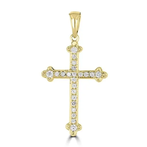 14K Yellow Gold Diamond Cross
