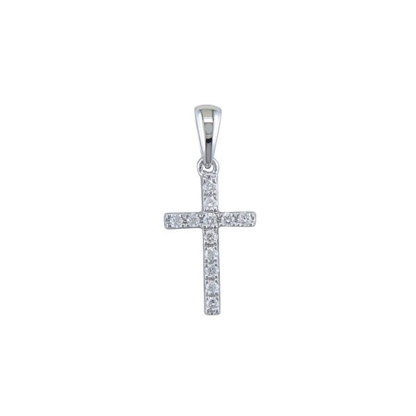 14K White Gold Diamond Cross Pendant Georgetown Jewelers Wood Dale, IL