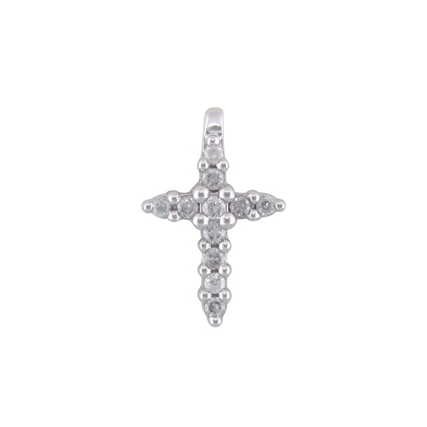 14K White Gold Petite Diamond Cross Georgetown Jewelers Wood Dale, IL