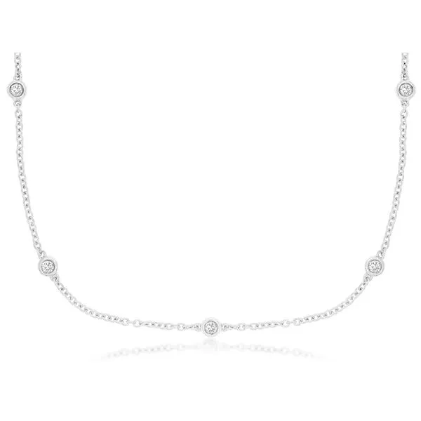 14K White Gold Diamonds By The Yard Necklace 16-17-18