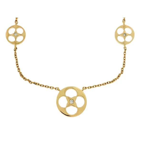 14K Yellow Gold Station Necklace 18