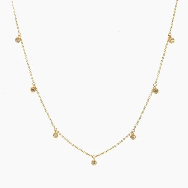 14K Yellow Gold Diamond Station Necklace Image 2 Georgetown Jewelers Wood Dale, IL