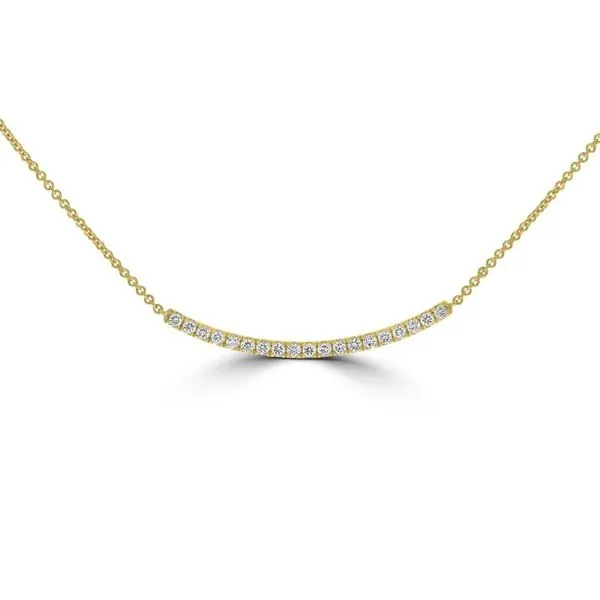 14K Yellow Gold Curved Bar Necklace 16.5