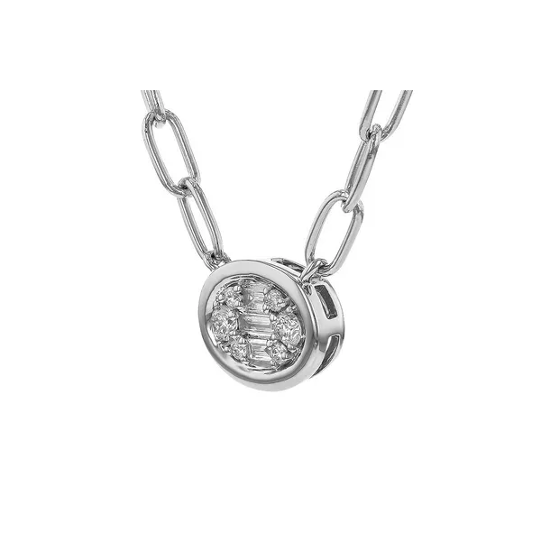 14K White Gold Diamond Paperclip Necklace Image 2 Georgetown Jewelers Wood Dale, IL