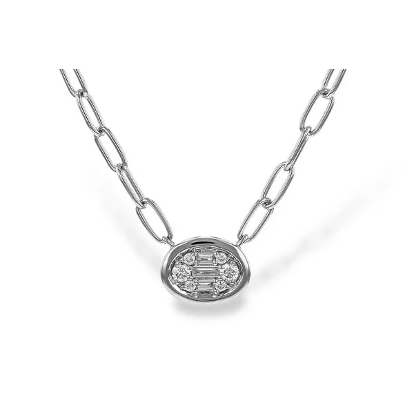 14K White Gold Diamond Paperclip Necklace Georgetown Jewelers Wood Dale, IL