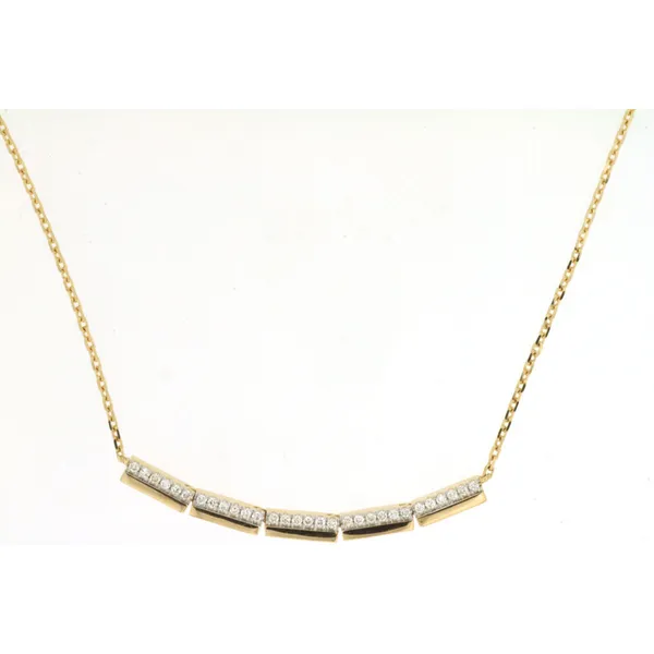 14K Yellow Gold Diamond Bar Necklace 16-17-18