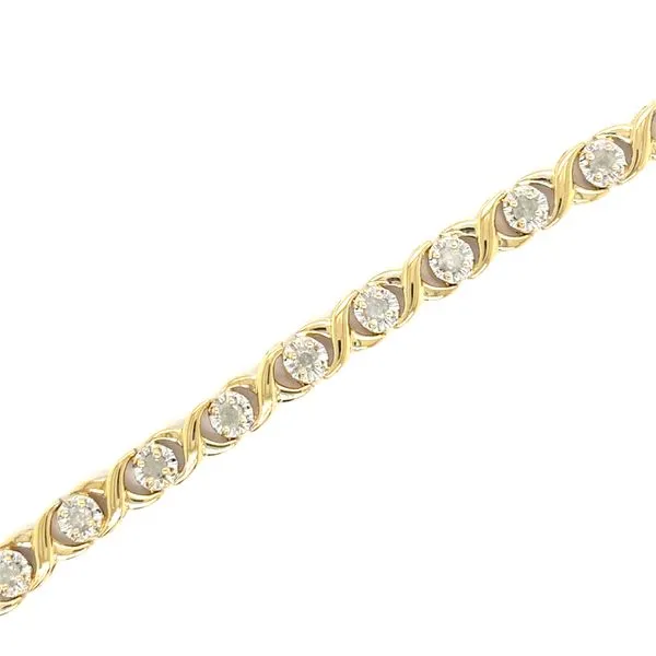 Estate 10K Yellow Gold Diamond \XO\ Bracelet