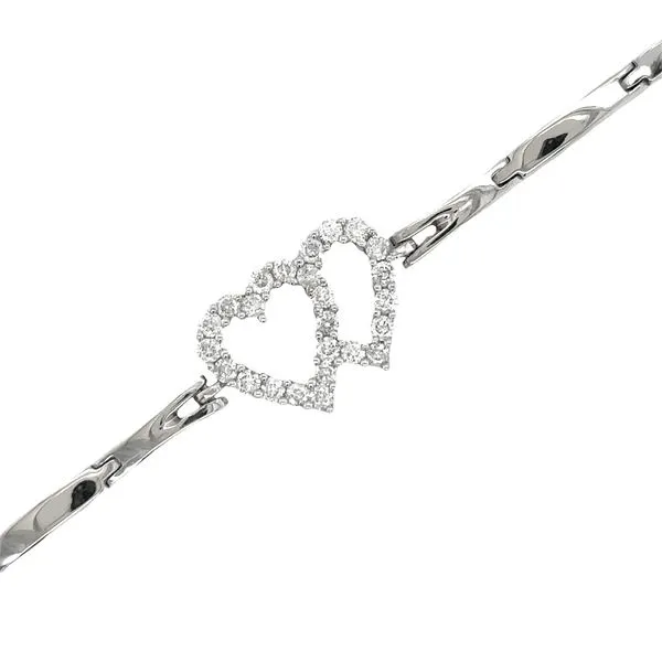 Estate 14K White Gold Diamond Heart Bracelet