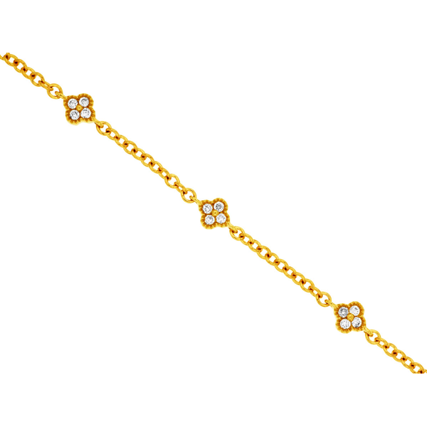 14K Yellow Gold Diamond Clover Style Station Bracelet Georgetown Jewelers Wood Dale, IL