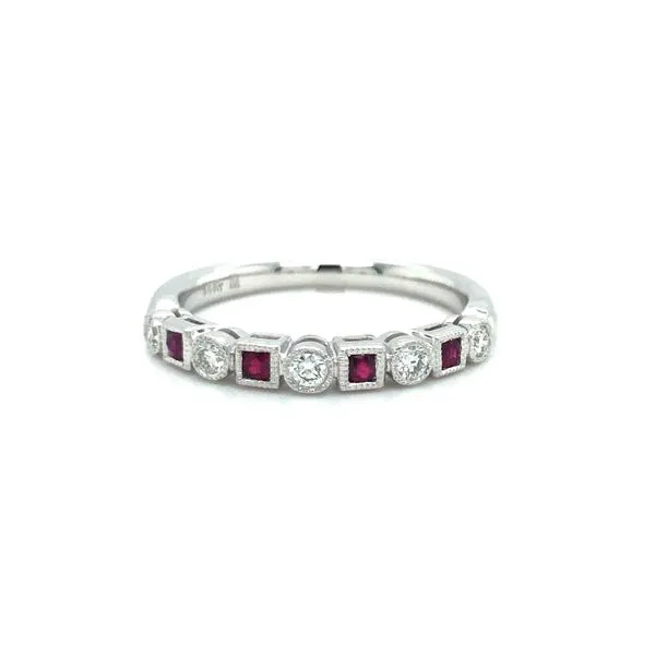 14K White Gold Ruby & Diamond Ring