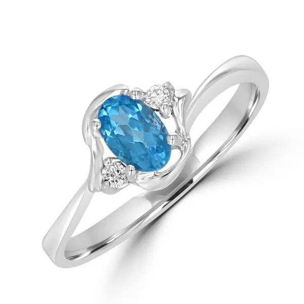 14K White Gold Blue Topaz & Diamond Ring Georgetown Jewelers Wood Dale, IL