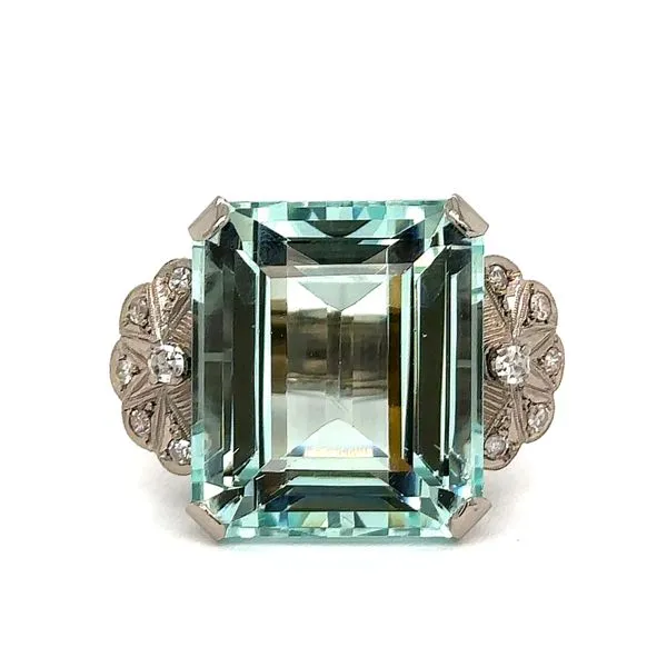 Estate Aquamarine & Diamond Ring Image 2 Georgetown Jewelers Wood Dale, IL