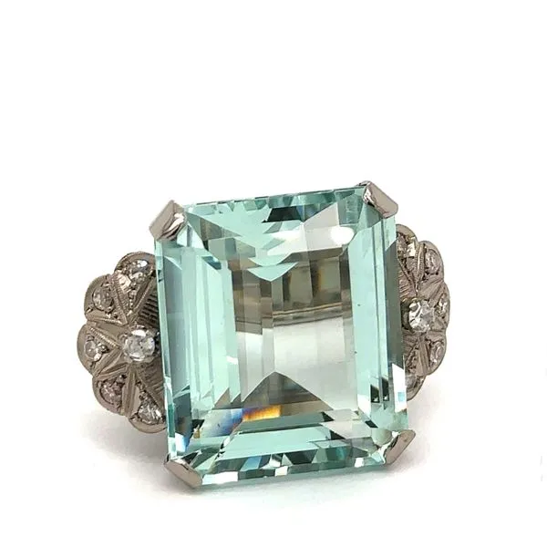 Estate Aquamarine & Diamond Ring Georgetown Jewelers Wood Dale, IL
