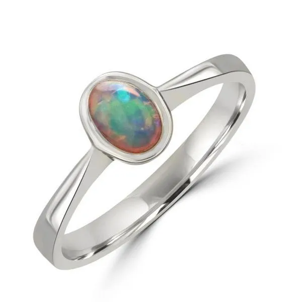 18K White Gold Opal Ring Georgetown Jewelers Wood Dale, IL