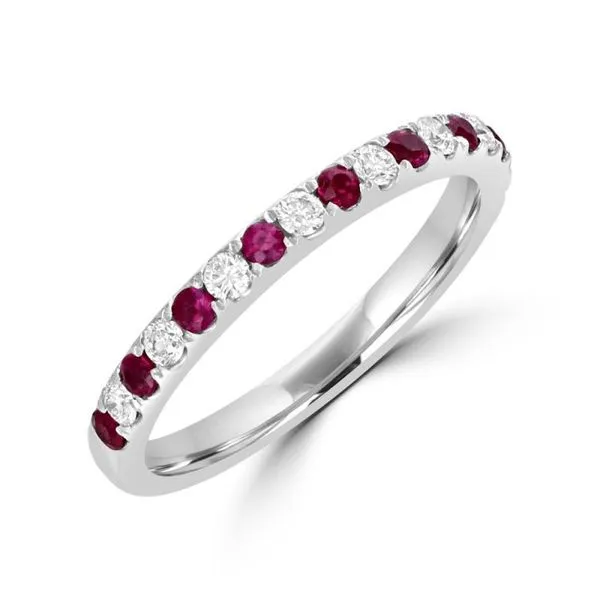 14K White Gold Ruby & Diamond Stacking Ring Georgetown Jewelers Wood Dale, IL