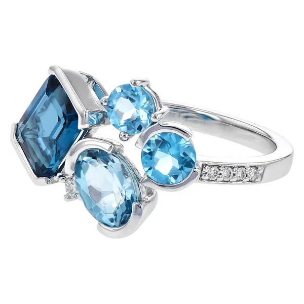 14K White Gold Blue Topaz & Diamond Ring Image 2 Georgetown Jewelers Wood Dale, IL