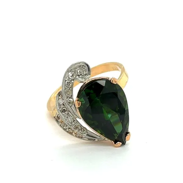 Estate Green Tourmaline & Diamond Ring
