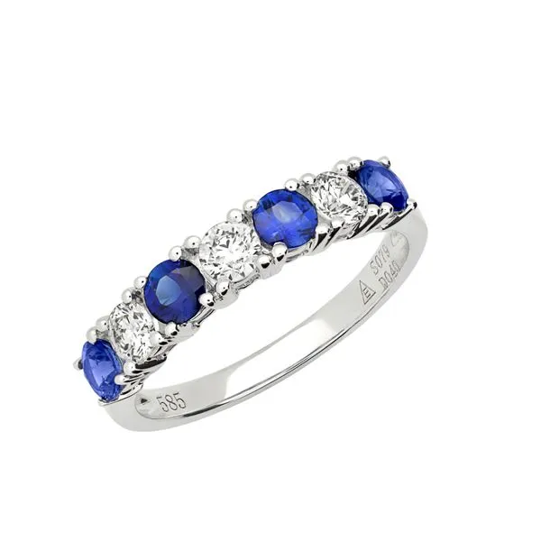14K White Gold Sapphire & Diamond Ring