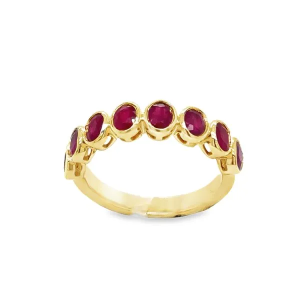 14K White Gold Ruby Halfway Ring