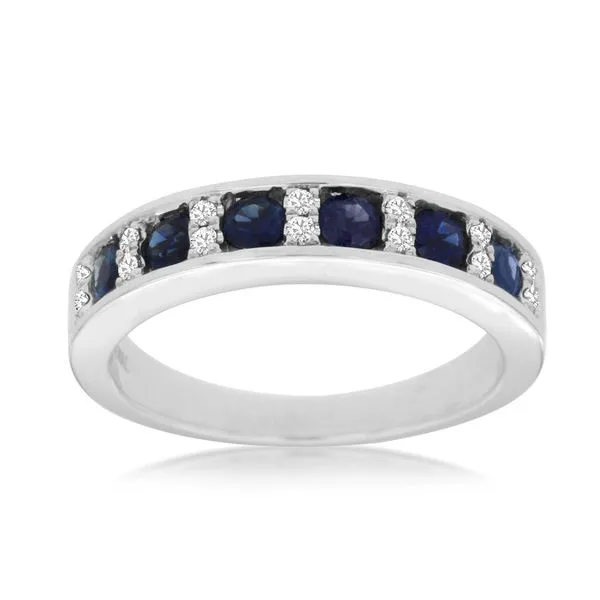 14K White Gold Sapphire & Diamond Ring