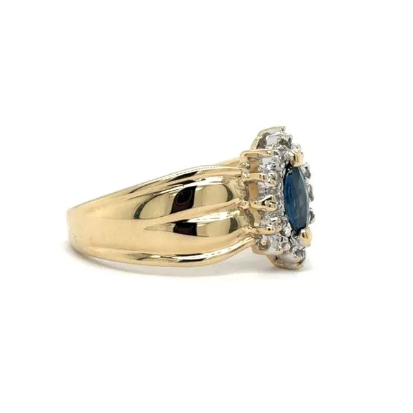 Estate 10K Yellow Gold Sapphire & Diamond Ring
