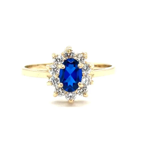 Estate Lab Created Sapphire & CZ Ring